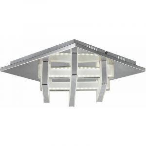 Esto - Plafonnier chrom&eacute; lampe de salon plafonnier led lampe de chambre, acrylique, 15W 1200lm blanc neutre, LxH 30 x 10 cm 740032