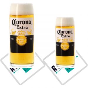 Corona - Verre &agrave; bi&egrave;re + 2 sous-verres - Ensemble Roxley