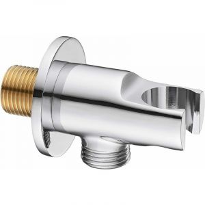 Support coud&eacute; pour pommeau de douche Chrom&eacute;,Support de pommeau de douche ,Coude de raccordement mural pour douchette ou pommeau de douche - Pour
