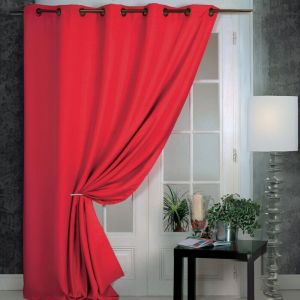 Rideau 100% occultant Ignifugé M1 Non Feu Piment Rouge Orangé 140x180 cm - Rouge Orangé