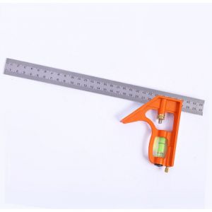 BEBUSINGOTO &Eacute;querre combin&eacute;e en acier inoxydable 300 mm avec but&eacute;e et outil de marquage, &eacute;querre combin&eacute;e m&eacute;tallique universelle et de pr&eacute;cision