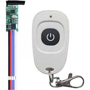 Commutateur de T&eacute;l&eacute;commande DC12V RF, T&eacute;l&eacute;commande + R&eacute;cepteur 12 V Kit Mini 433 MHz Module Relais LED Haute Sensibilit&eacute; DC 3,5-12 V, pour Garage,
