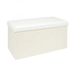 Banc Coffre Pliable 'Tressé' 76cm Blanc