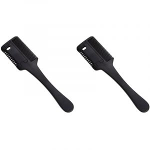 Lot de 2 Peigne &agrave; effiler pour cheveux, peigne &agrave; effiler, outil de coupe de cheveux, unilat&eacute;ral, pour adultes et enfants, noir