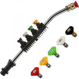 Lance Haute Pression, 15 Inch Jet Lance Haute Pression avec 5 Buse R&eacute;glable pour Power Wash Compatible avec Karcher s&eacute;rie K K1/K2/K3/K4/K5/K6/K7