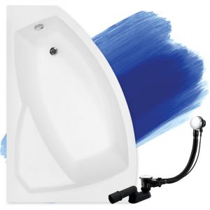 Baignoire Bain d'angle 130x85 Gauche, Siphon de bain et pieds (support) - Set 3en1 - Fabriqu&eacute; en UE - BADLAND RIMA