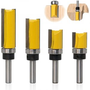 Lot de 4 Fraise &agrave; Copier Bois Tige de 8 mm, Fraises &agrave; Rainurer pour D&eacute;fonceuse, Fraise Droite de Copiage, Outil de Coupe Professionnel pour Routeur