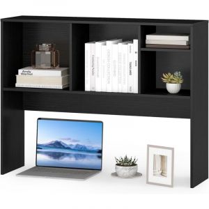 COSTWAY &Eacute;tag&egrave;re de Bureau en Bois, Biblioth&egrave;que de Bureau, Etag&egrave;re &agrave; Poser sur Le Bureau, Etag&egrave;re de Rangement de Comptoir avec 4 Compartiments,