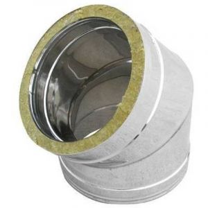 COURBE EN ACIER INOXYDABLE 316L &Agrave; 45&deg; &Agrave; DOUBLE PAROI Dimensions : D. Int. 130 - D. Ext. 180