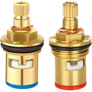 Robinet en céramique avec poignée à 20 dents, cartouche à disque en céramique de remplacement quart de tour, robinet en laiton pour salle de bain et