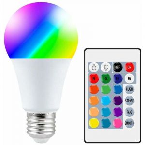Ampoules LED Couleur, 10W E27 LED RGBW Ampoule avec T&eacute;l&eacute;commande, Fonction de M&eacute;moire et Minuterie, 12 Couleurs et 7 Niveaux de Luminosit&eacute;, Lampes