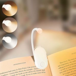 Lampe de Lecture &agrave; Pince, Liseuse Lampe LED, 360&deg; Lampe Clipsable Pince Luminosit&eacute; R&eacute;glable 3 Couleurs Portable pour Travail Voyage