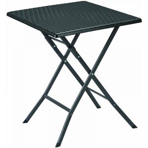 Fraschetti - Table carr&eacute;e pliante en acier et en r&eacute;sine Camping Polyrattan Levante