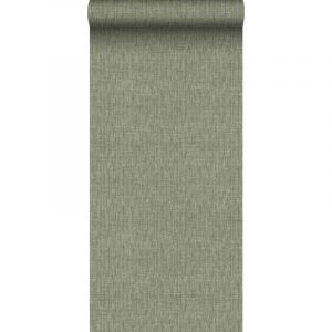 Sanders&sanders - papier peint lin vert olive gris&eacute;