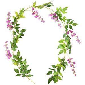 Guirlande de Glycines Artificielles 1.8m - Plantes Grimpantes Fausses Lierre pour D&eacute;coration Murale, Arche de Mariage, Tonnelle et Balcon (Fleurs