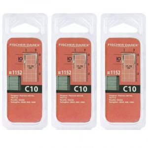 Fischer Darex - Lot de 3 Bo&icirc;tes de 1152 Agrafes galvanis&eacute;es C10