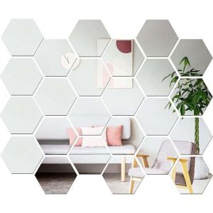 Miroir hexagonal en acrylique &ndash; Lentille flexible autocollante &ndash; Convient pour salons, chambres, salles de bains, etc. &ndash; 156 x 180 x 90 mm, lot de 24