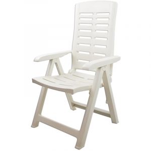 Fauteuil De Jardin Pliant Avec Dossier R&eacute;glable Et Accoudoirs Confortables Blanc 008939