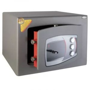 TECHNOMAX - Coffre-fort &agrave; fixer &agrave; cl&eacute; double panneton + combinaison 3 boutons, certifi&eacute; EN 14450:18-S1, 4 p&ecirc;nes, 31 L, 28x40x35 cm