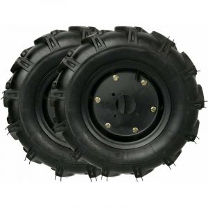 Sakawa &ndash; Jeu de roues pneumatiques 500x10 pour motobineuse &ndash; Absorption des chocs &ndash; Compatible avec poign&eacute;es 80mm &ndash; Stabilit&eacute; am&eacute;lior&eacute;e