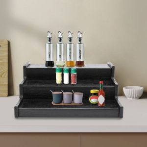 Senderpick - Présentoir à épices à 3 étages, Présentoir Nendoroid, Présentoir à épices extensible, Présentoir à épices extensible noir ouvert