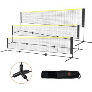 Vevor Filet de badminton, 5,1 m, filet pliable de volley-ball reglable en hauteur, filet de tennis portable avec poteaux, support et sac de