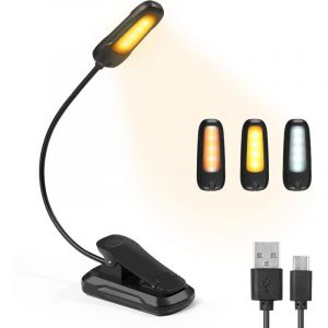 Lampe de Lecture pour Livre, Liseuse Led Rechargeable, 3 Modes de Luminosit&eacute; x 3 Couleurs (Blanc/Chaud/Blanc Chaud), 360&deg;Cou Flexible, Lampe Liseuse