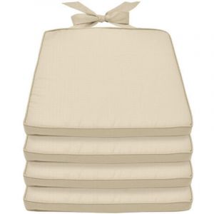 Beautissu Lot de 4 Galettes de Chaise Pia - Coussin Confortable color&eacute; Id&eacute;al pour int&eacute;rieur ext&eacute;rieur 45x40x5cmNature Galette de chaise