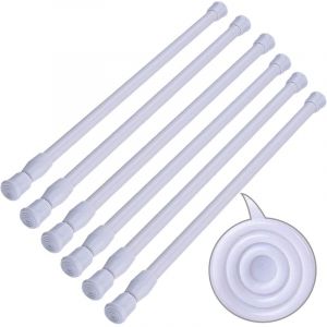 Serbia - Lot de 6 Tringles Extensibles sans Per&ccedil;age Tringles de Rideau pour Penderie Salle de Bains Cuisine (Blanc, 30-50cm)