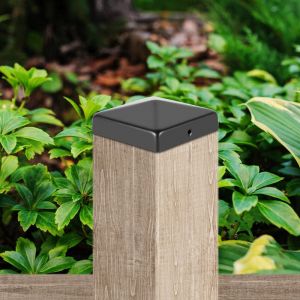Capuchon de poteau Durable Chapeau pyramide pour poteau bois 91x91mm Noir