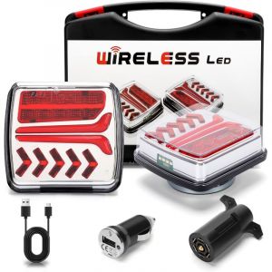 TONYSA Feu de remorque magnétique à LED sans fil, signal stable 2,4 GHz, portée jusqu'à 30 mètres, kit d'éclairage portable rechargeable USB-C, feu