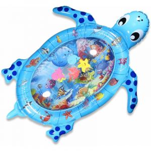 Serbia - Tapis gonflable en forme de tortue pour enfants, eau et poisson, joli tapis, bleu