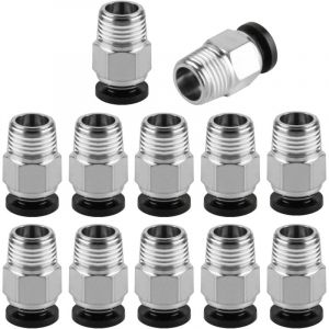 12 Pcs Pc4-M10 Raccord Pneumatique Pc4 M10 Connecteur Pneumatique pour Tube Ptfe, Pc4-M10 Pneumatique Connecteur, Raccord Rapide Droits Filetage M10