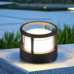 Pelouse Européenne Cylindrique Dia 10cm Lampe Sur Pied 7w Blanc Chaud Colonne Lumineuse Paysage Étanche Cour Pont Patio Pier Chemin Pilier Lumière