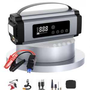 Booster Batterie Voiture avec Gonfleur 150PSI, 6000mA Demarreur Batterie Voiture pour Jusqu&rsquo;&agrave; 8L Gaz ou 5L Diesel, Booster Moto avec &Eacute;clairage LED,