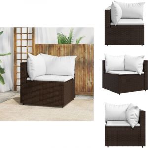 Canap&eacute; d'angle de jardin avec coussins marron r&eacute;sine tress&eacute;e - Canap&eacute; D'angle - Mobilier De Jardin - Meubles De Jardin - Canap&eacute; Ext&eacute;rieur - Rotin Poly