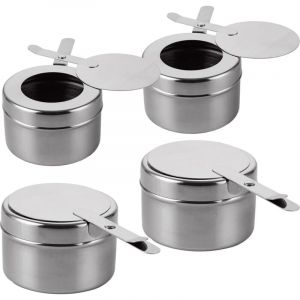 Gabrielle - 4 Pièces Récipients à Pâte Combustible, Réchaud Fondue Brûleur à Alcool, Brûleur Chafing Dish en Acier Inoxydable, Récipients à Pâte