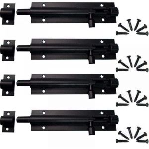 (Noir 11.3cm) Boulon à Glissière 4 Pièces Loquet de Portail Exterieur, Loquet Porte, Verrou à pêne à glissière, Targette en Acier Pour PorteJardin,