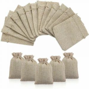 Jute Sac à Cordon Sachets en Jute Sacs Cadeau avec Cordon, Pochettes Sachets en Lin Chanvre Pochon Tissu pour Dragees Lavande Calendrier de l'avent