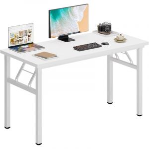Soges - Petite Table Pliante、Bureau d'angle pour Bureau à Domicile,120x60x75cm,Blanc