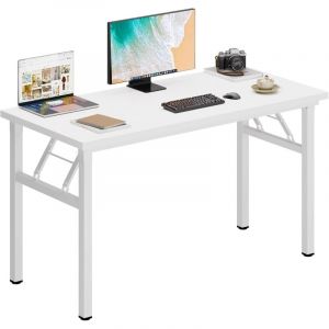 Soges - Bureau d'ordinateur 120x60cm Table Pliante Portable pour Bureau à Domicile/Entreprise/Pique-Nique/Jardin/Plage/Camping, Blanc