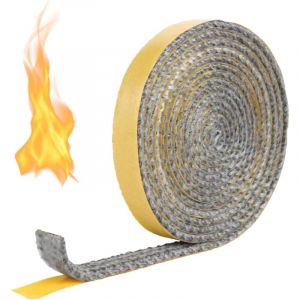 Joint Insert Cheminée, Joints Tressé Auto-adhésive pour Poêle, Cheminée, Tube Poele, Porte de Four, Résistante à la Chaleur (3mm x 15mm x 2m)