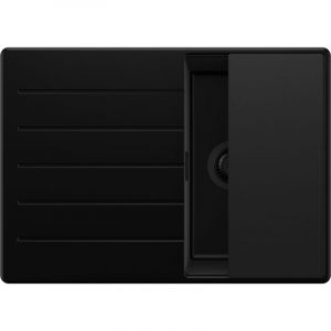 PRIMAGRAN Evier Cuisine en Granit 70x50cm,Lavabo 1 bac + Kit de Vidage + Planche &agrave; D&eacute;couper, &Eacute;vier &agrave; Encastrer au meuble 40cm - Copenhague, Tout Noir