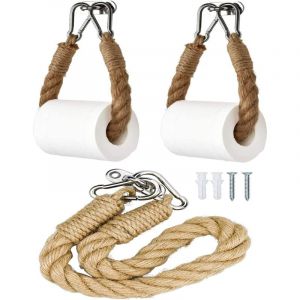 [JAMAIS UTILISÉ]2 Pièces Porte-Papier Toilette, Support pour Rouleau de Papier Toilette, Porte-Serviette Corde de Chanvre, Support de Rouleau,