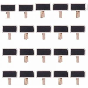 50 Mini Tableau Noir Bois Message Rectangle Ardoise A Pince Clip Carte Panneau Memos Etiquette Prix Marque Place Numero Table/Photo/Tags/D&eacute;coration