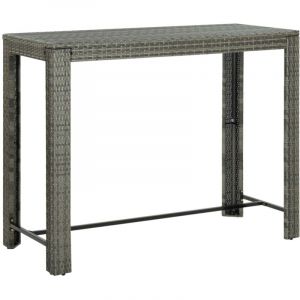 Table de bar de jardin Table haute Gris 140,5x60,5x110,5 cm Résine tressée 81871
