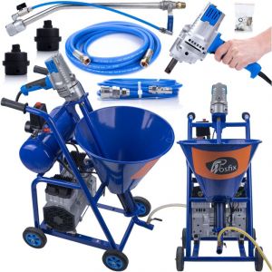 Rosfix Set Machine &agrave; Enduire Blue Dragon BD41 &ndash; 4100W, 15L/min, 20MPA Cuve 25L avec M&eacute;langeur Tuyau 5m, 2 Buses Pour Enduits, Pl&acirc;tres, Mortiers