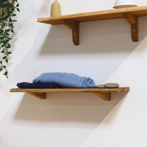 Equerre en Bois Teck Huil&eacute;e - 18x55x175mm - Fixation pour Etag&egrave;re Murale (lot de 2)