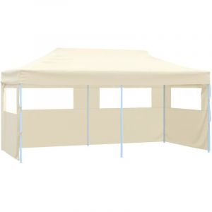 Tente de réception pliable avec 4 parois / Tonnelle de Jardin Barnum / 3x6 m Acier Crème