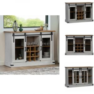 Buffet HALDEN 2 portes coulissantes blanc 112x40x80 cm - Buffet - Buffet - Armoire De Rangement - Meuble Buffet